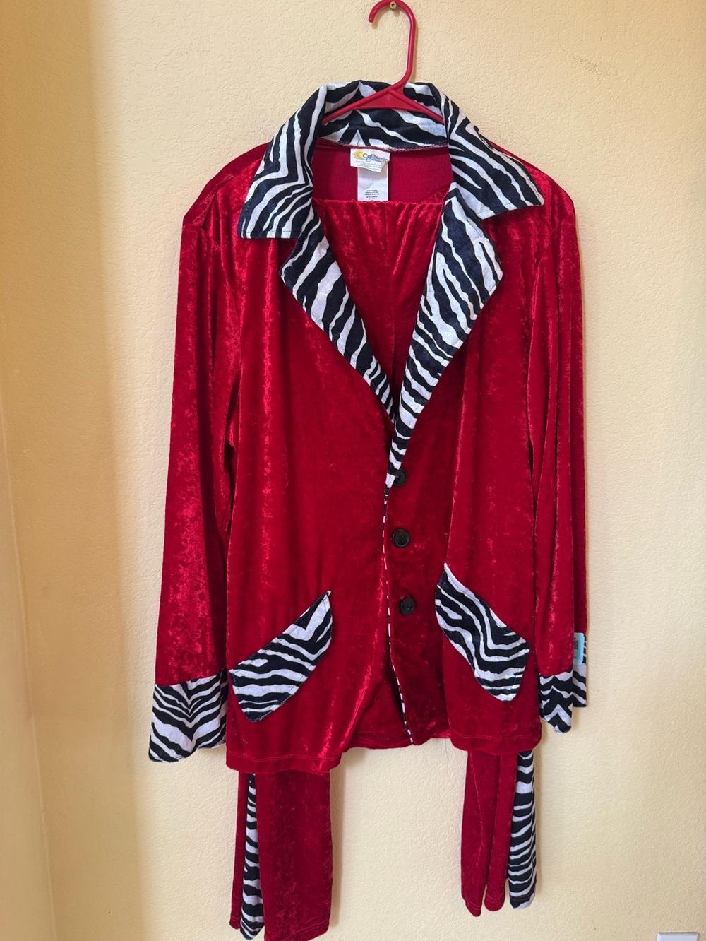Pimp Daddy Red and Zebra Velvet Halloween 2 Piece Costume Size